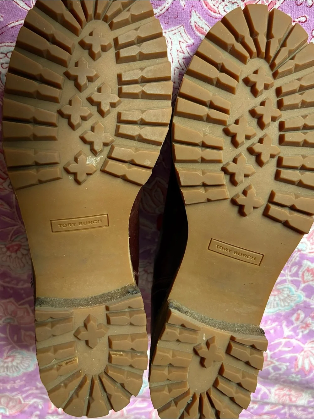 Tory Burch Brown Leather Hiking Boots with Red Laces